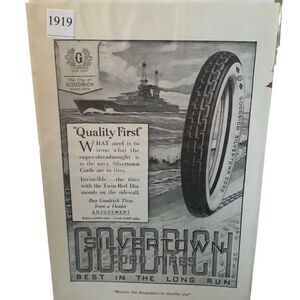 Vintage 1919 Goodrich Quality First Silvertown Cord Tires Ad Advertisement
